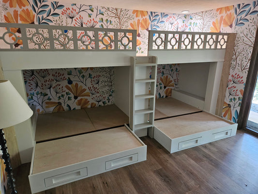 Magnolia Springs Custom Quad Bunk Bed Suite - High Capacity Guest Retreat - Turnkey Installation Included