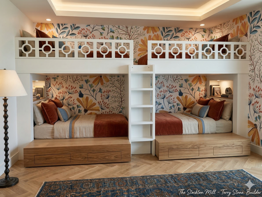 Magnolia Springs Custom Quad Bunk Bed Suite - High Capacity Guest Retreat - Turnkey Installation Included