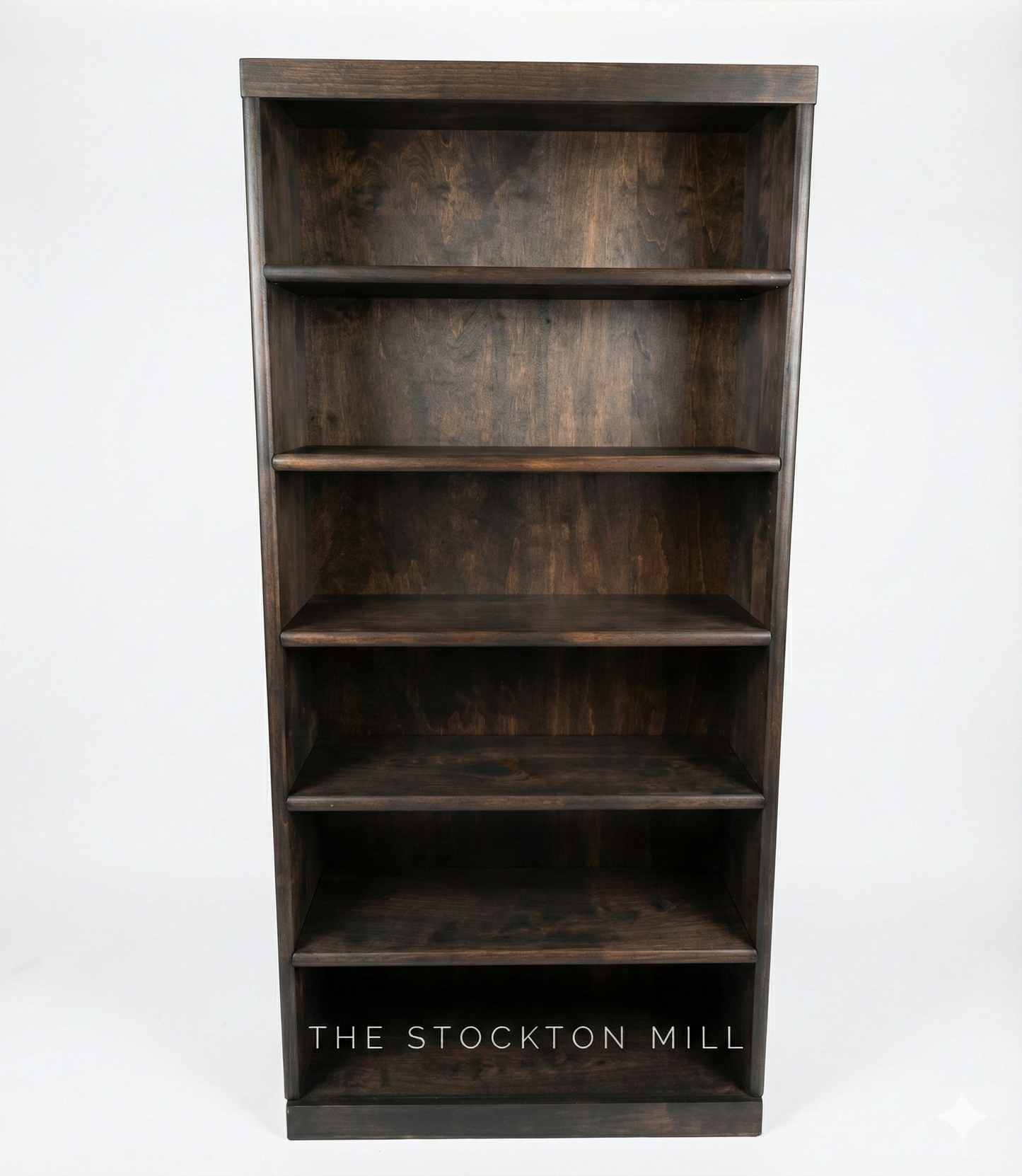 Custom Ruby Case Solid Wood Bookcase Espresso Stain Handcrafted Library Shelving The Stockton Mill Attica Kansas