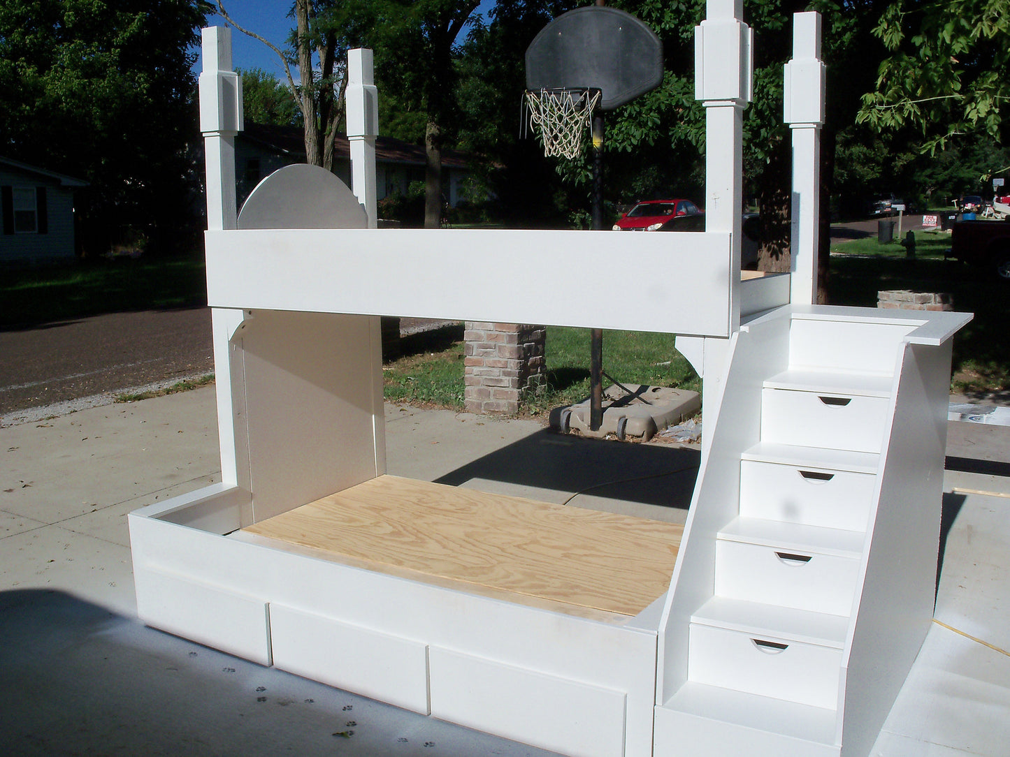 The Belmar: Bespoke Twin Over Queen Straight Quad Bunk Suite - Handcrafted High-Capacity Bunk Beds with Integrated Storage Staircase