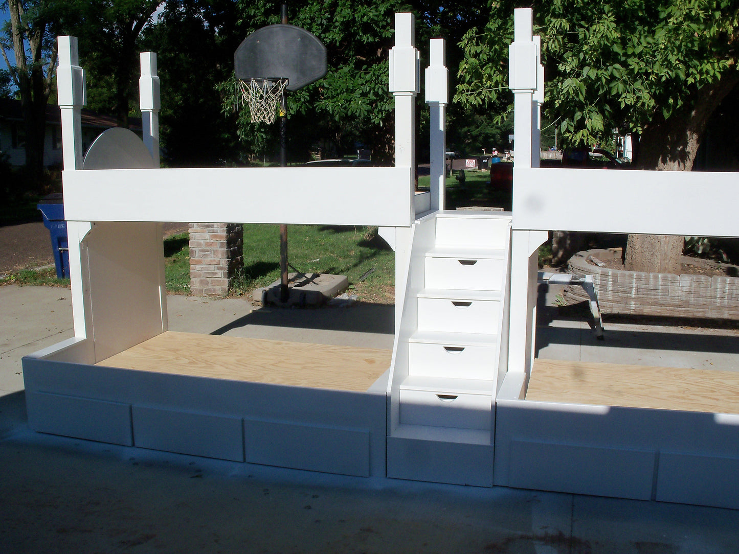 The Belmar: Bespoke Twin Over Queen Straight Quad Bunk Suite - Handcrafted High-Capacity Bunk Beds with Integrated Storage Staircase