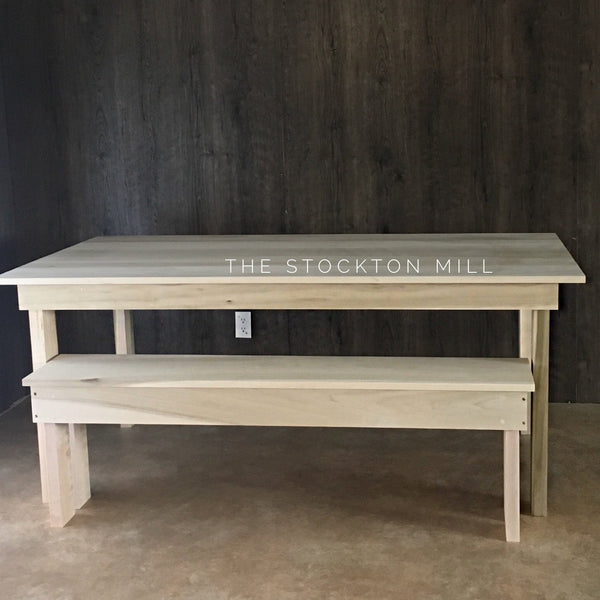 Audrey's special order Hardwood Farm Table and Bench seating