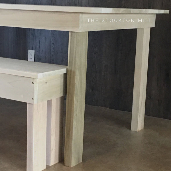 Audrey's special order Hardwood Farm Table and Bench seating