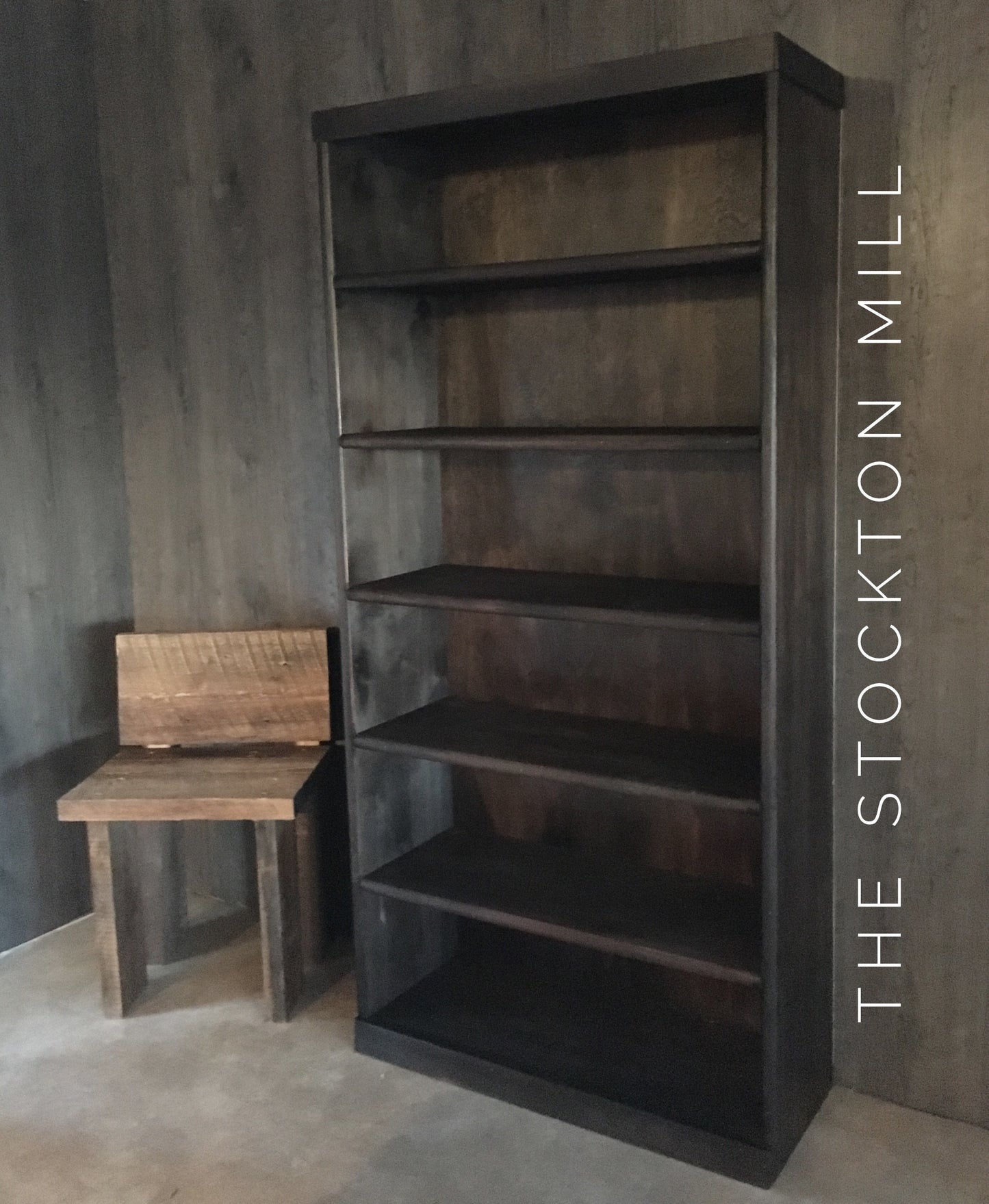 Custom Ruby Case Solid Wood Bookcase Espresso Stain Handcrafted Library Shelving The Stockton Mill Attica Kansas