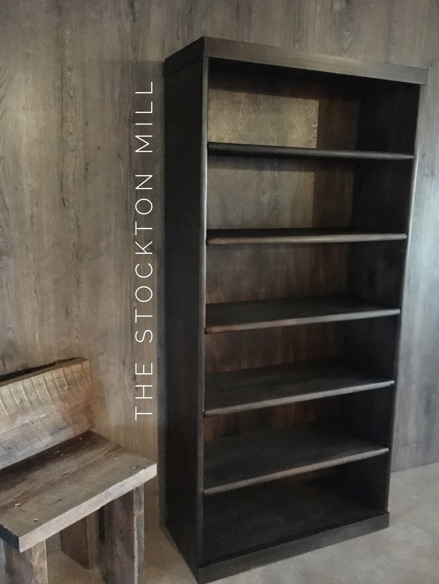 Custom Ruby Case Solid Wood Bookcase Espresso Stain Handcrafted Library Shelving The Stockton Mill Attica Kansas