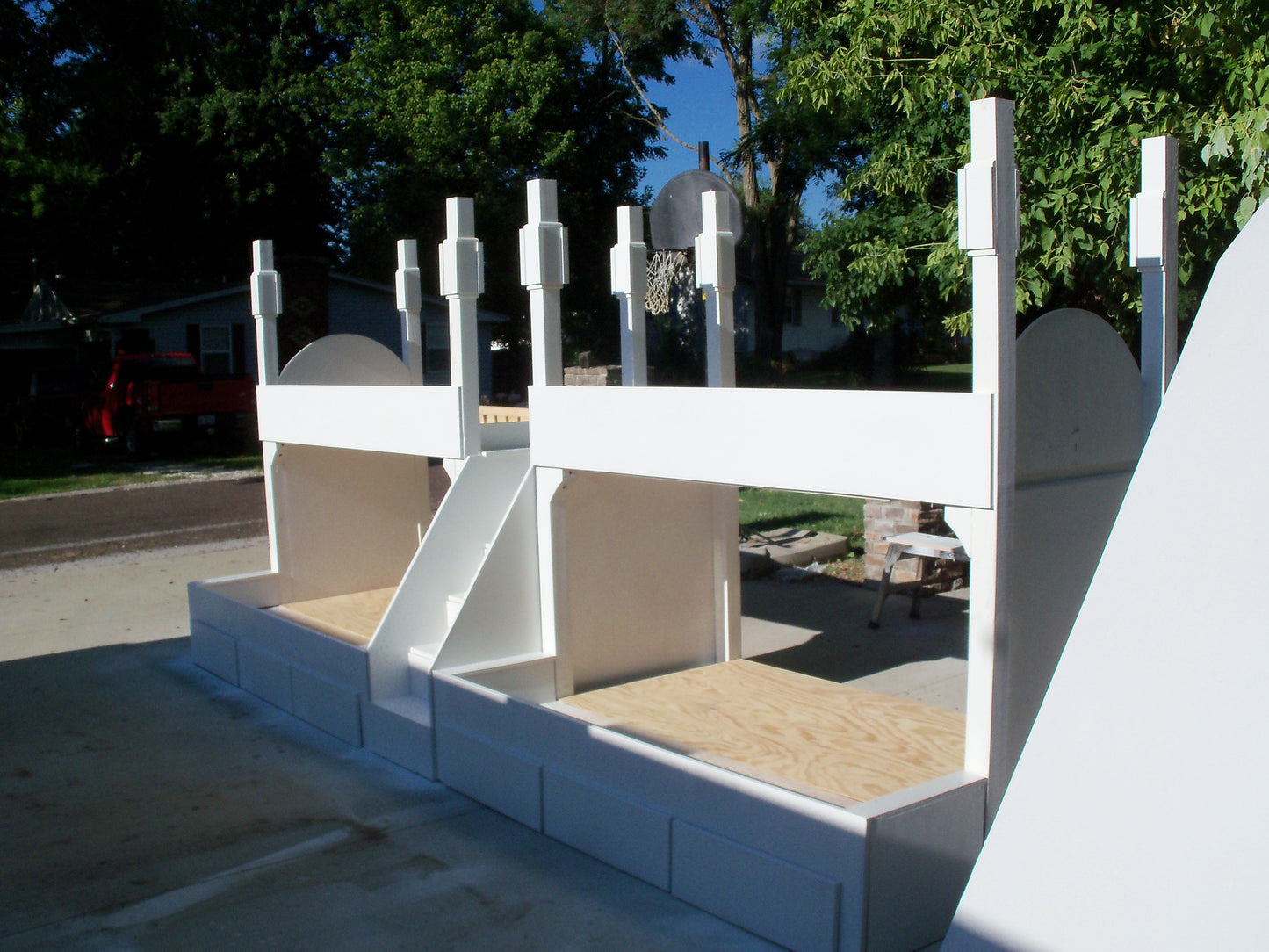 The Belmar: Bespoke Twin Over Queen Straight Quad Bunk Suite - Handcrafted High-Capacity Bunk Beds with Integrated Storage Staircase