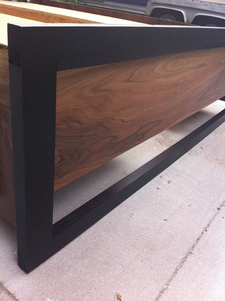 Modern Sappy Walnut Queen Platform Bed w/ six drawers