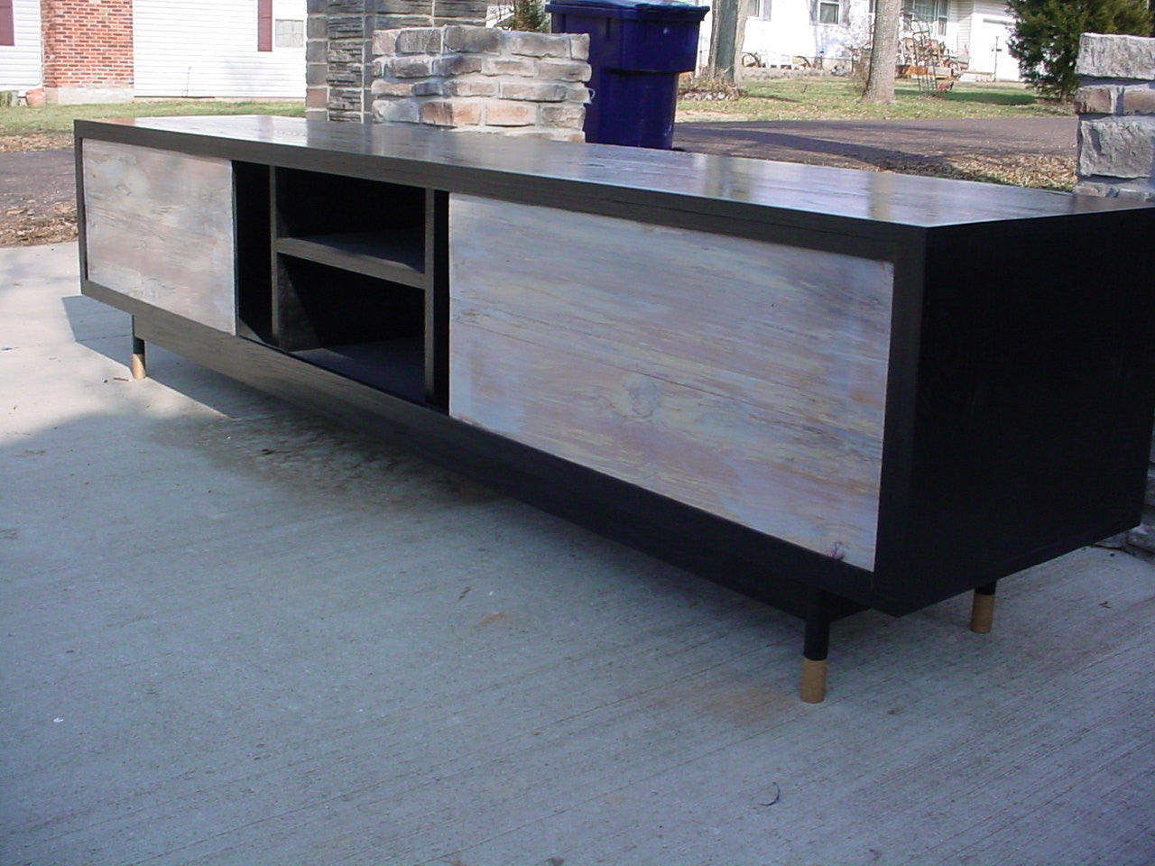 Black Hardwood 7' Tv console, buffet table,