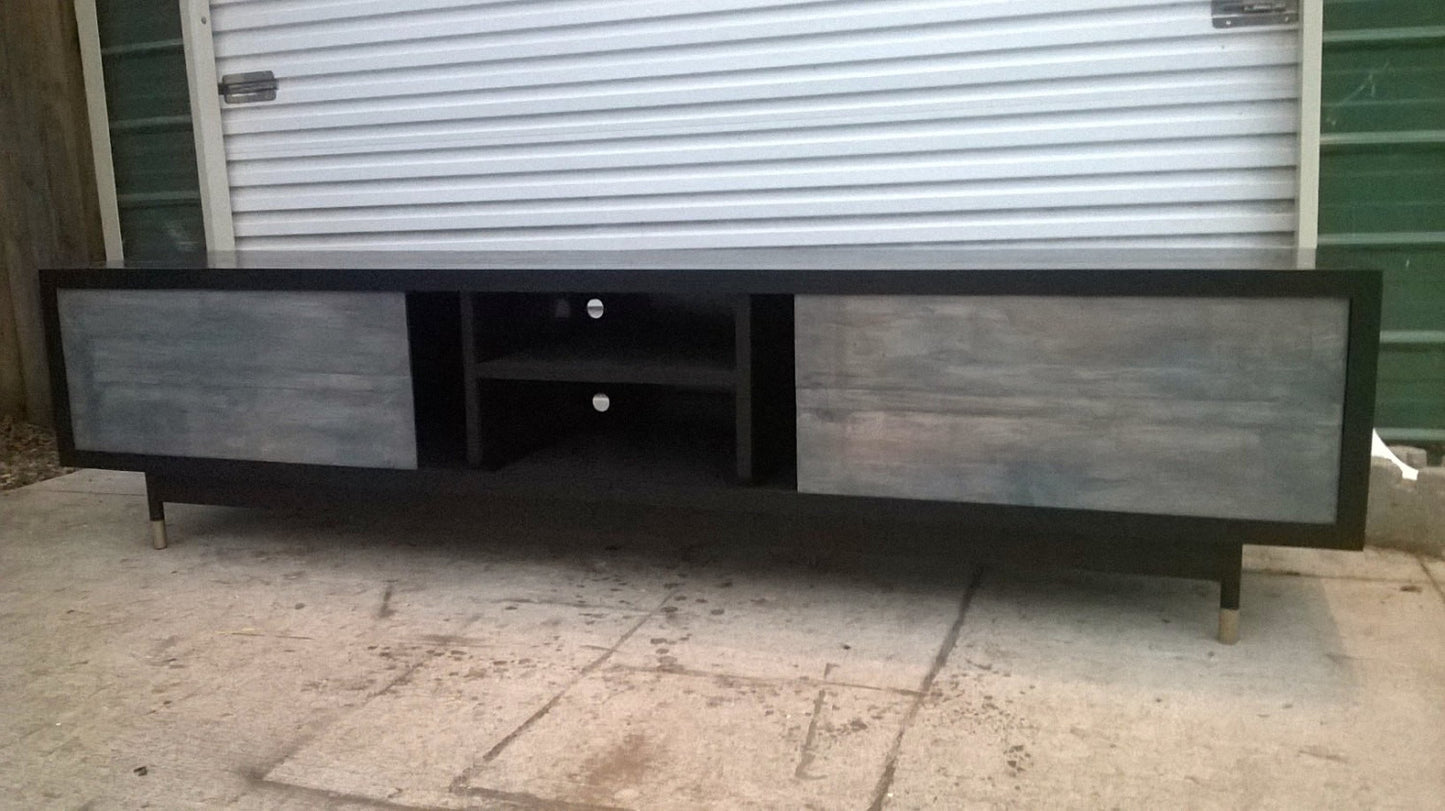 Black Hardwood 7' Tv console, buffet table,