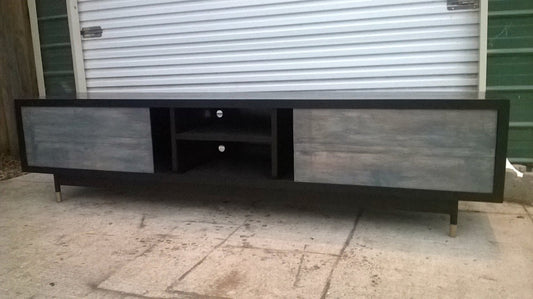 Black Hardwood 7' Tv console, buffet table,