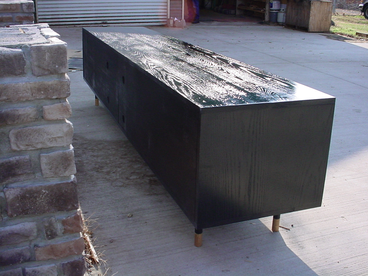 Black Hardwood 7' Tv console, buffet table,